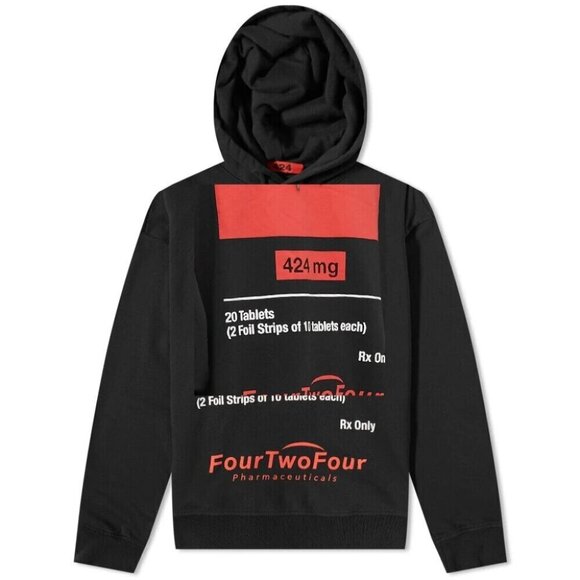 424 MG Print Oversized Hoody XS Men Black Pharmaceuticals On Fairfax Hoodie - Picture 15 of 15